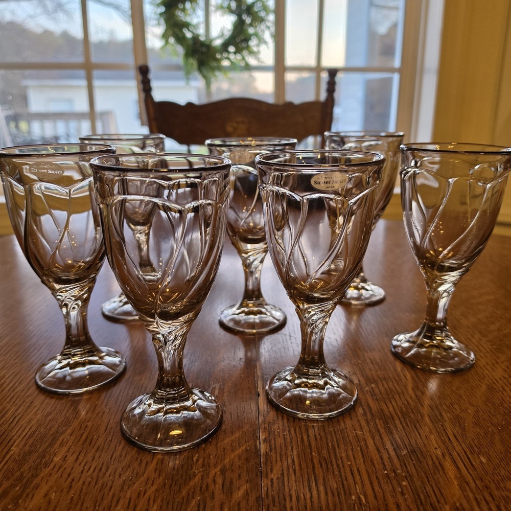 Noritake Sweet‎ Swirl Gray Wine Goblets - Set of 7